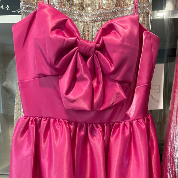 NWT New Mac Duggal Leena Bright Fushia Bubble Mini Cocktail Dress Prom Party - Picture 3 of 10